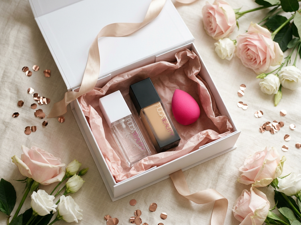 Huda Beauty Ultimate Complexion Set - Foundation, Primer & Beauty Blender Sponge | Professional Makeup Kit