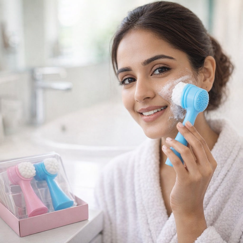 Facial Cleansing Brush 2-Piece Combo | Deep Pore Cleansing & Exfoliation | Silicone Face Massager